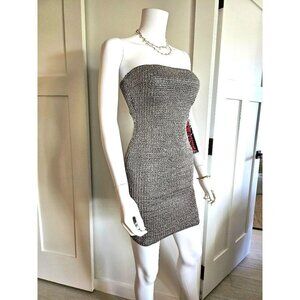 Gold Knit Strapless Dress Size M